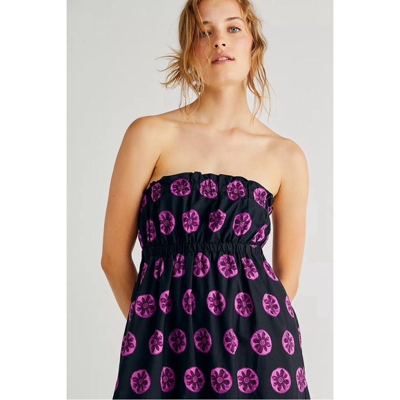 Free People Leanna Tube Dress NWT SZ L (black and purple) - Picture 4 of 12